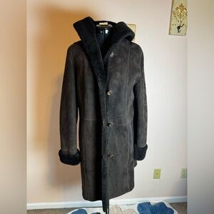 Stefania Sarle Chocolate Brown Shearling Coat Small